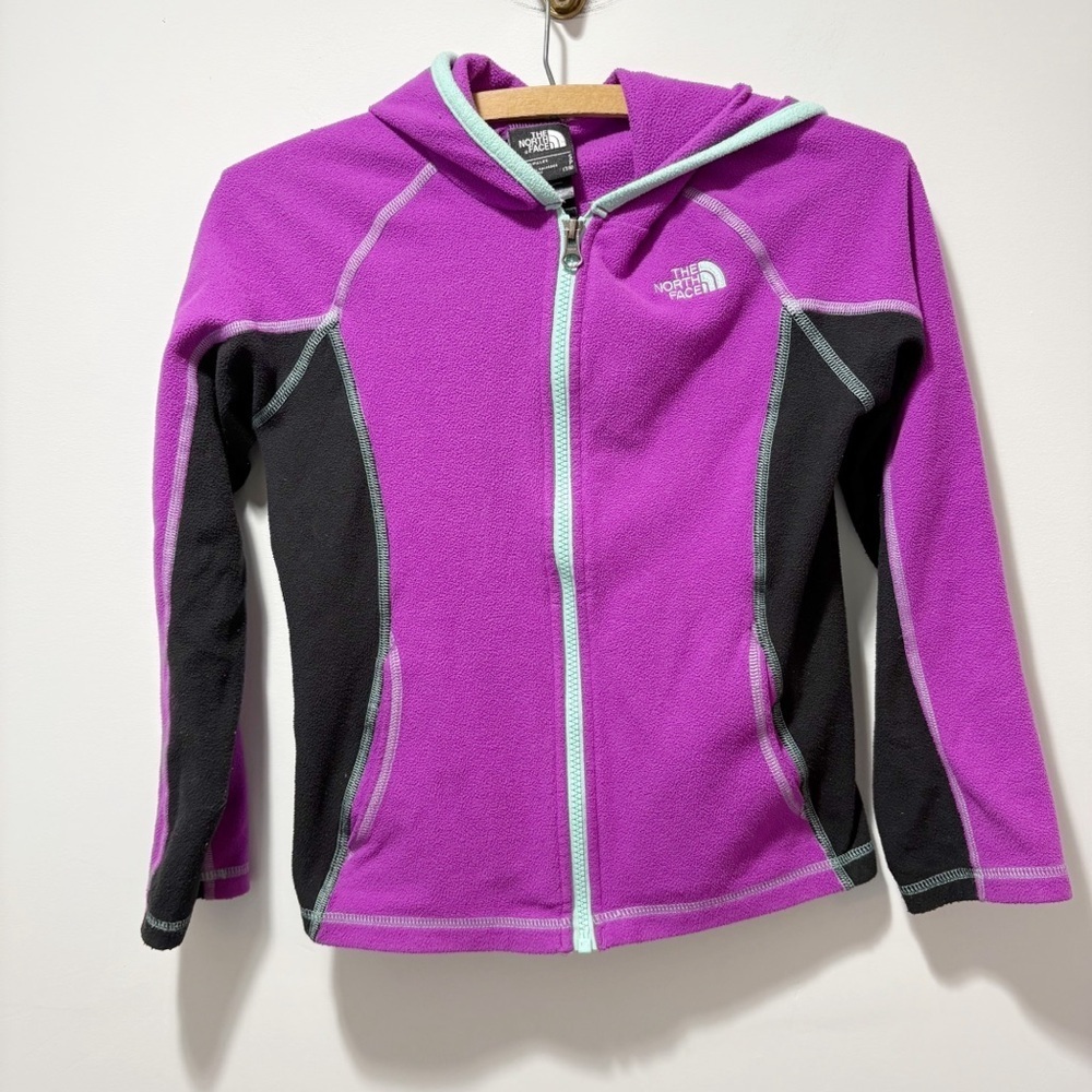 The North Face Hooded Full Zip Fleece Jacket Size Small Size 7/8 Pockets Purple